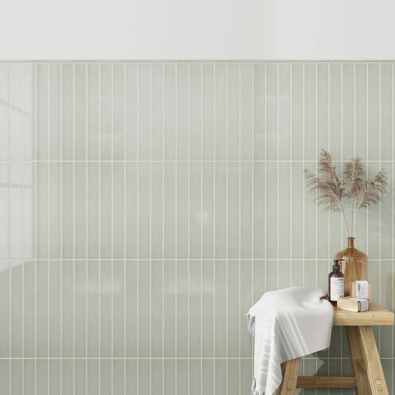 Soft Mint Green 2x16 Glossy Ceramic Subway Tile (50 pack, 10.76 sq ft/case) by Apollo Tile