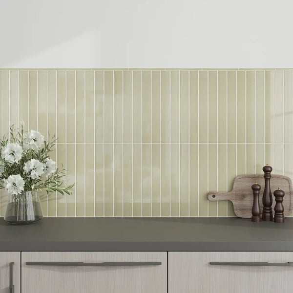 Soft Olive 2x16 Glossy Ceramic Subway Tile (50 pack, 10.76 sq ft/case)