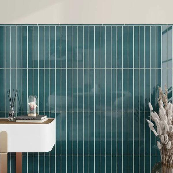 Emerald Petrol Blue 2x16 Glossy Ceramic Subway Tile (50 pack, 10.76 sq ft/case)