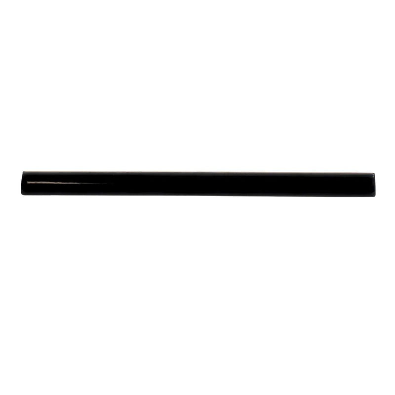 Jet Black 0.5x8 Glossy Ceramic Pencil Tile Trim (10 pack, 0.27 sq ft/case) by Apollo Tile