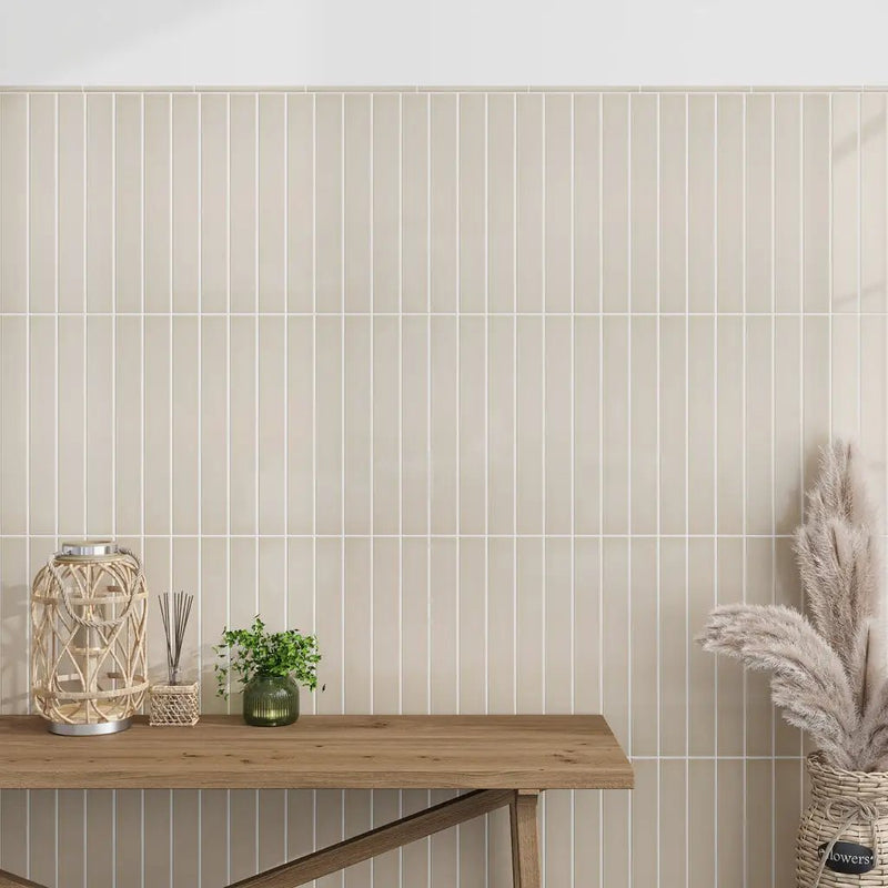 Alabaster Beige 2x16 Glossy Ceramic Subway Tile (50 pack, 10.76 sq ft/case) by Apollo Tile