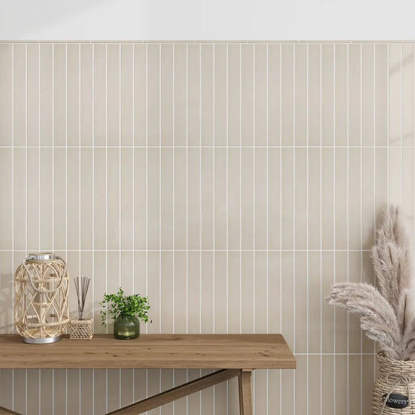 Alabaster Beige 0.5x8 Glossy Ceramic Pencil Tile Trim (10 pack, 0.27 sq ft/case)