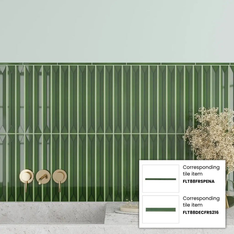 Forest Green 2x16 Glossy Ceramic Deco Subway Tile (50 pack,10.76 sq ft/case) by Apollo Tile