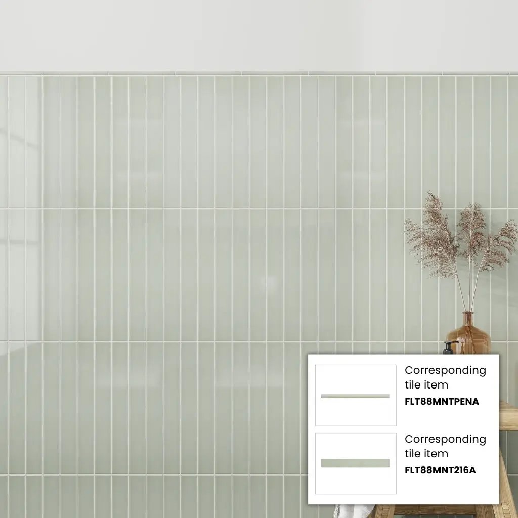 Soft Mint Green 2x16 Glossy Ceramic Subway Tile (50 pack, 10.76 sq ft/case) by Apollo Tile