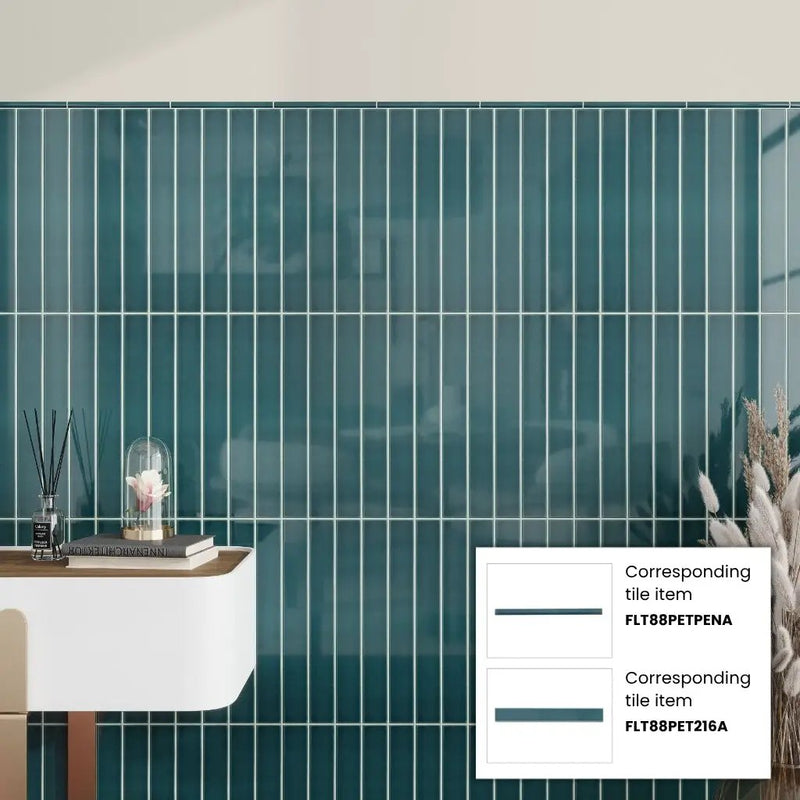 Emerald Petrol Blue 2x16 Glossy Ceramic Subway Tile (50 pack, 10.76 sq ft/case) by Apollo Tile