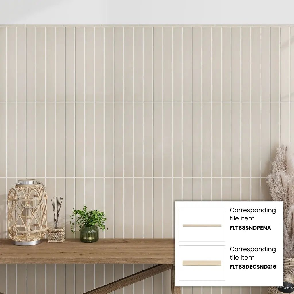 Alabaster Beige 2x16 Glossy Ceramic Deco Subway Tile (50 pack,10.76 sq ft/case) by Apollo Tile