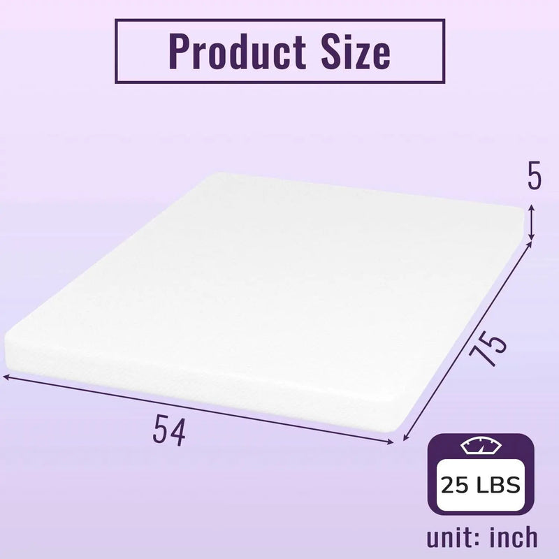 Full size 5-inch Charcoal Infused Memory Foam Mattress with Removable Cover by HomePacific