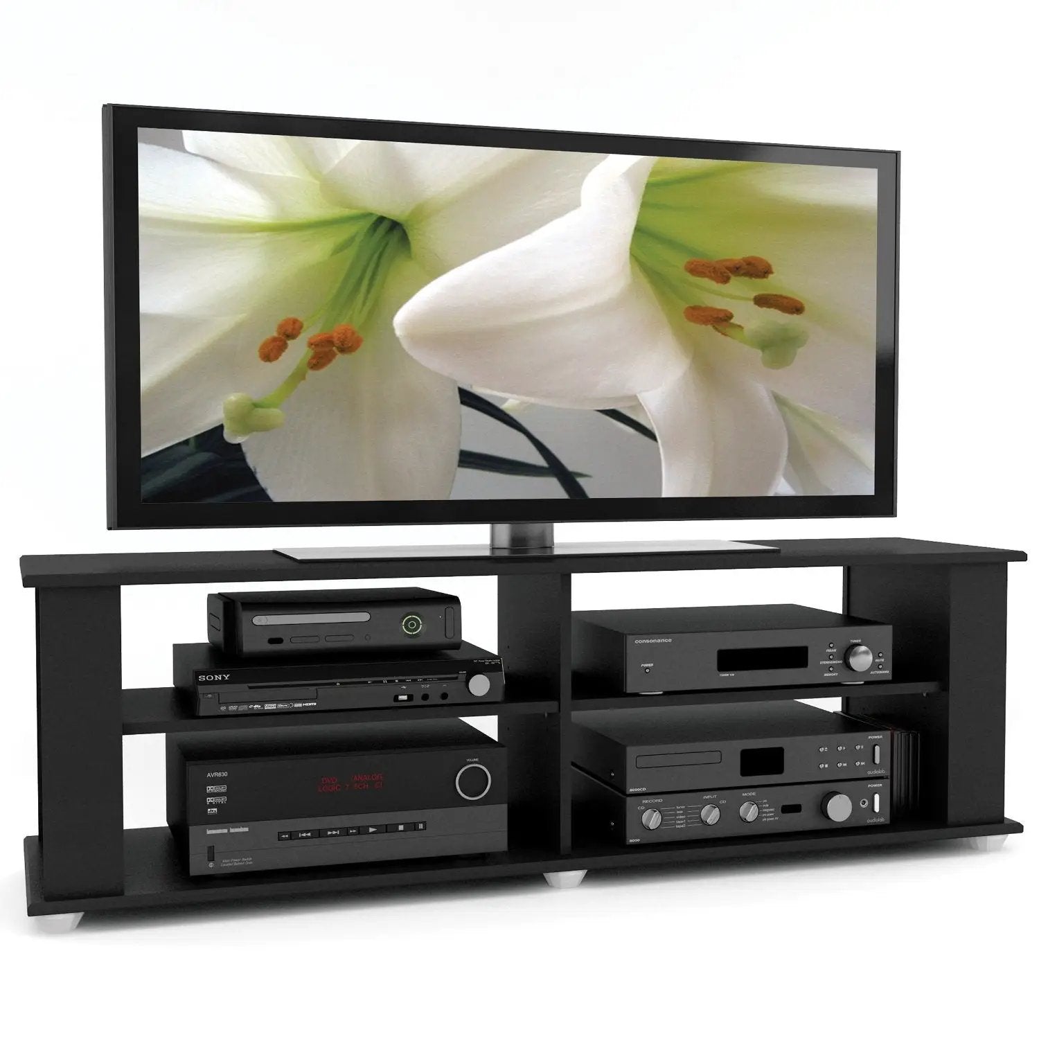 Modern Black TV Stand - Fits up to 68-inch TV by HomePacific