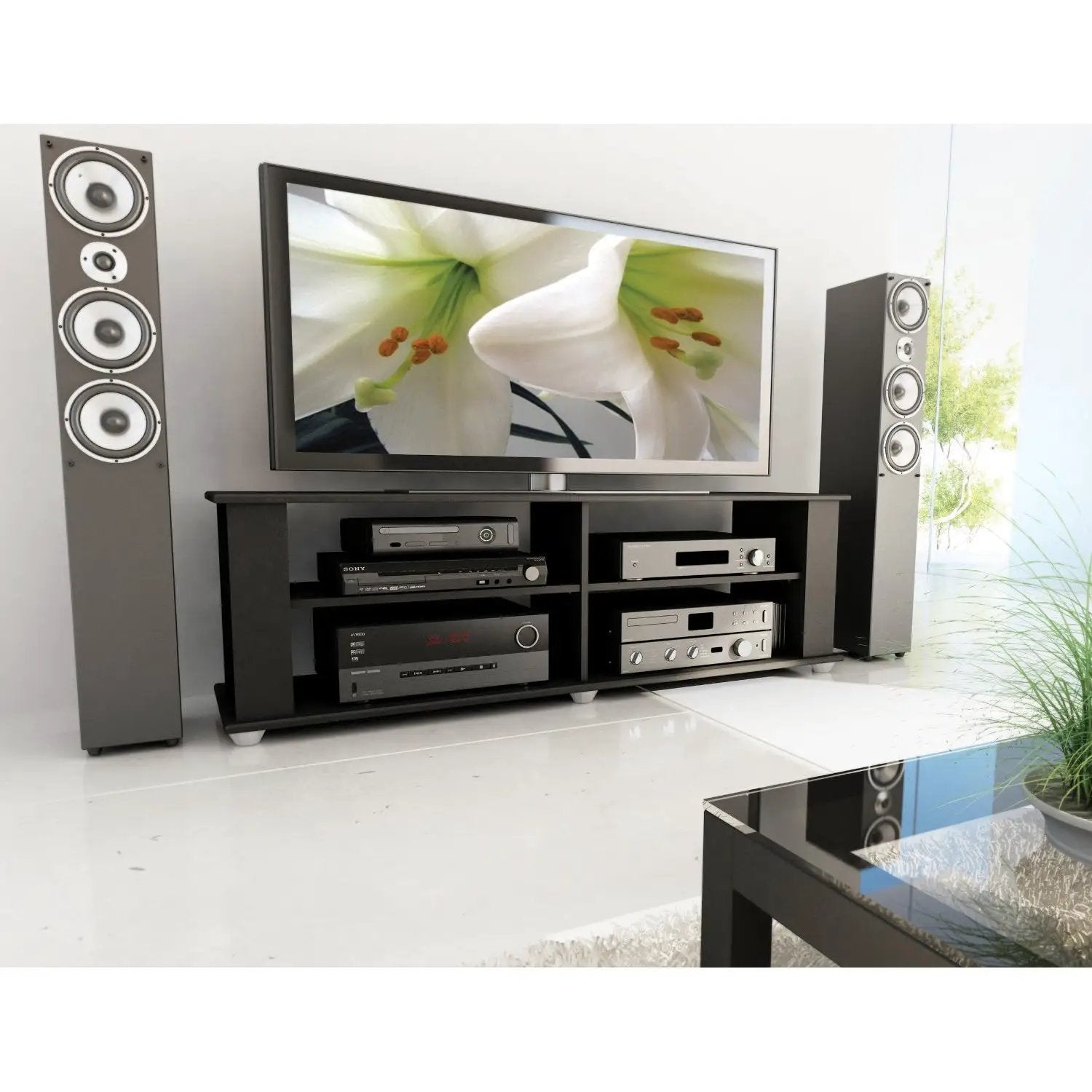 Modern Black TV Stand - Fits up to 68-inch TV by HomePacific