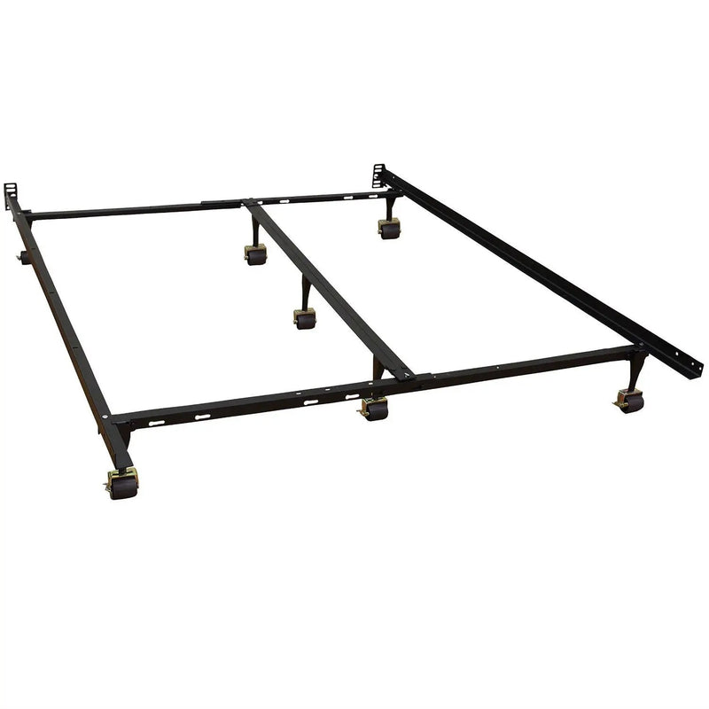 Full size Sturdy Metal Bed Frame with 7-Legs Locking Casters and Headboard Brackets by HomePacific