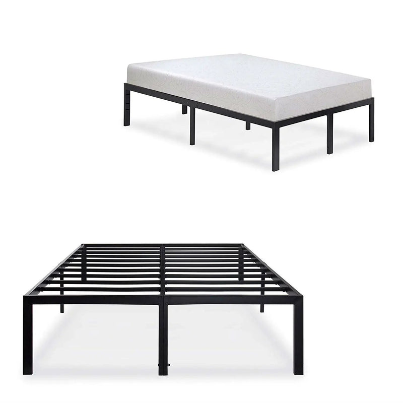 Full 18-inch High Rise Heavy Duty Black Metal Platform Bed Frame by HomePacific