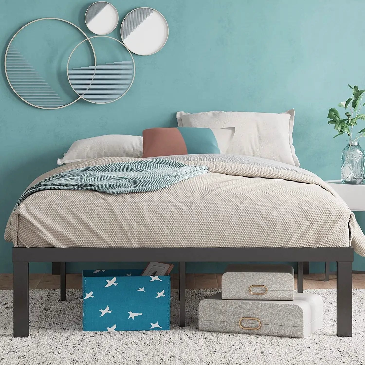 Full size Modern 16-inch Heavy Steel Metal Platform Bed Frame by HomePacific