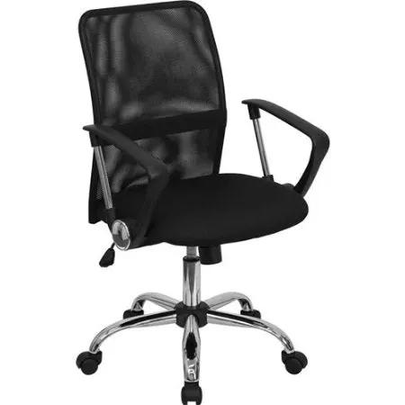 Black Mid-Back Mesh Office Chair with Chrome Finished Base by HomePacific