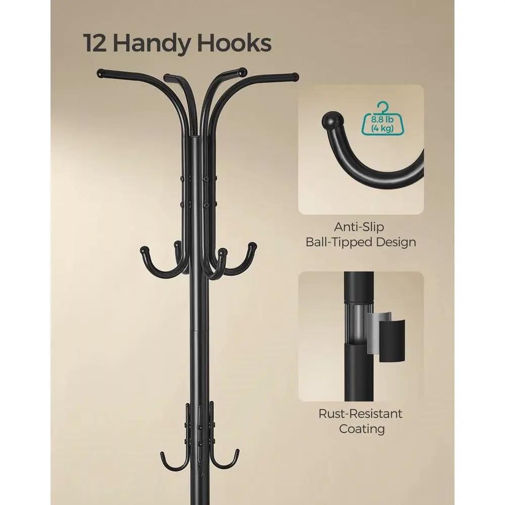 Heavy Duty Black Metal Coat Rack with Umbrella Holder by HomePacific