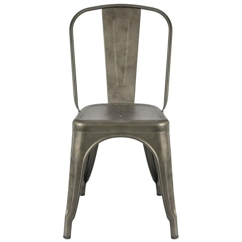 Set of 4 - Stackable Modern Cafe Bistro Dining Side Chair in Gun Metal Finish by HomePacific