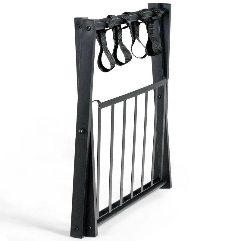 Set of 2 - Folding Black Metal Luggage Rack with Bottom Storage Shelf by HomePacific