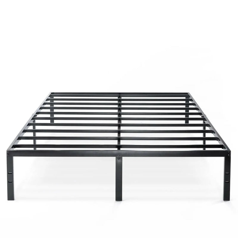 Full size Black Metal Platform Bed Frame with Headboard Attachment Slots by HomePacific