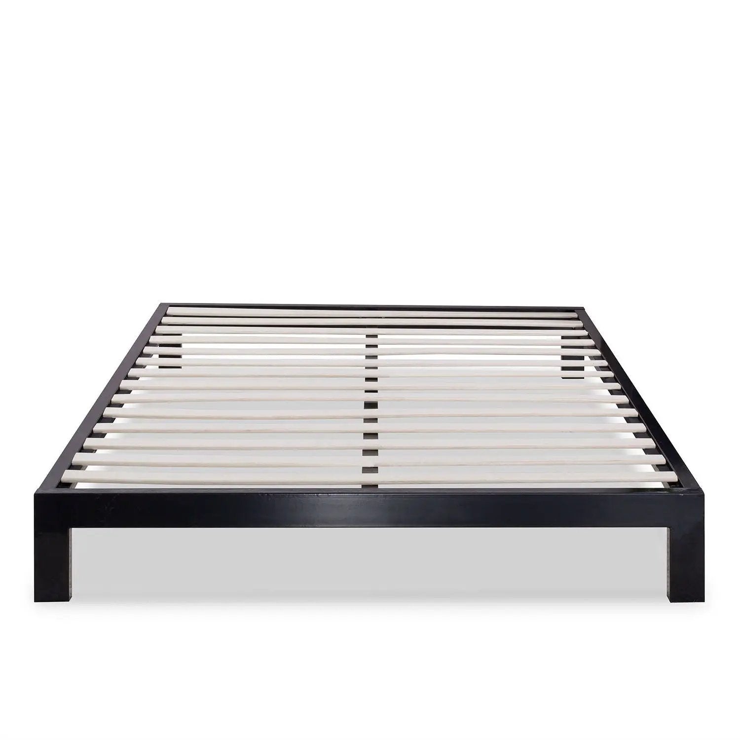 Full size Contemporary Black Metal Platform Bed with Wooden Slats by HomePacific