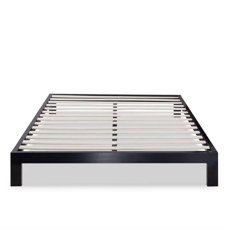 Full size Contemporary Black Metal Platform Bed with Wooden Slats by HomePacific