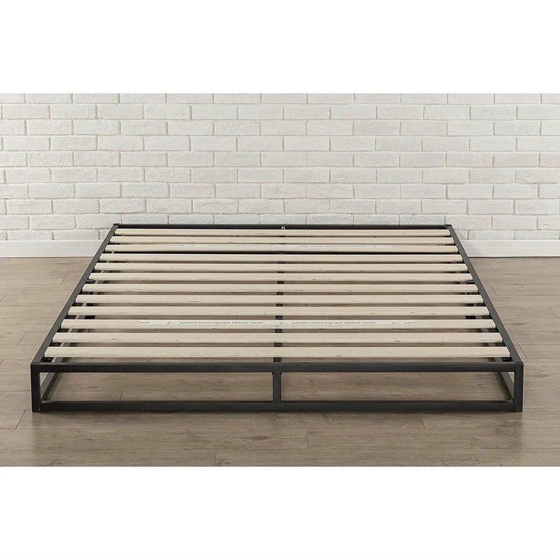 Full size 6-inch Low Profile Metal Platform Bed Frame with Wooden Slats by HomePacific