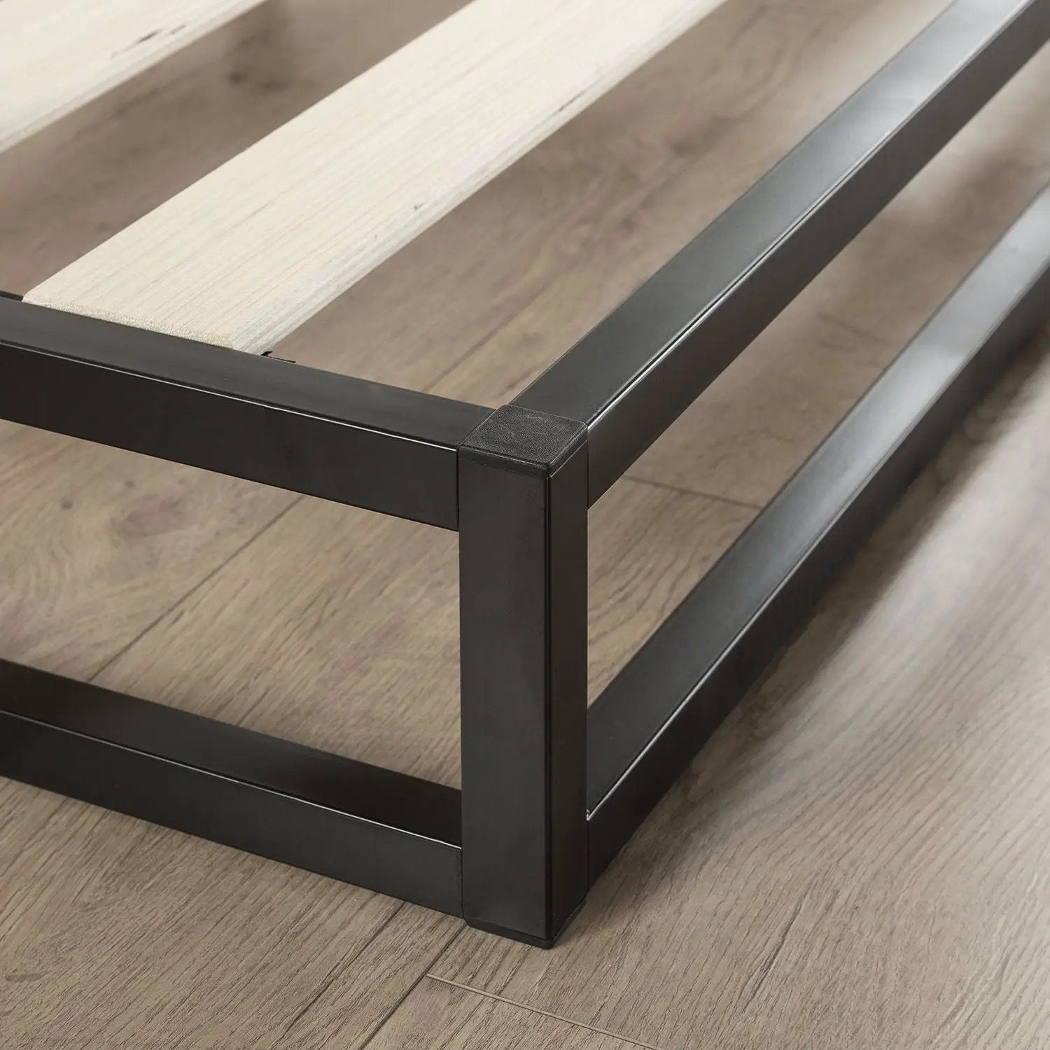 Full size 6-inch Low Profile Metal Platform Bed Frame with Wooden Slats by HomePacific