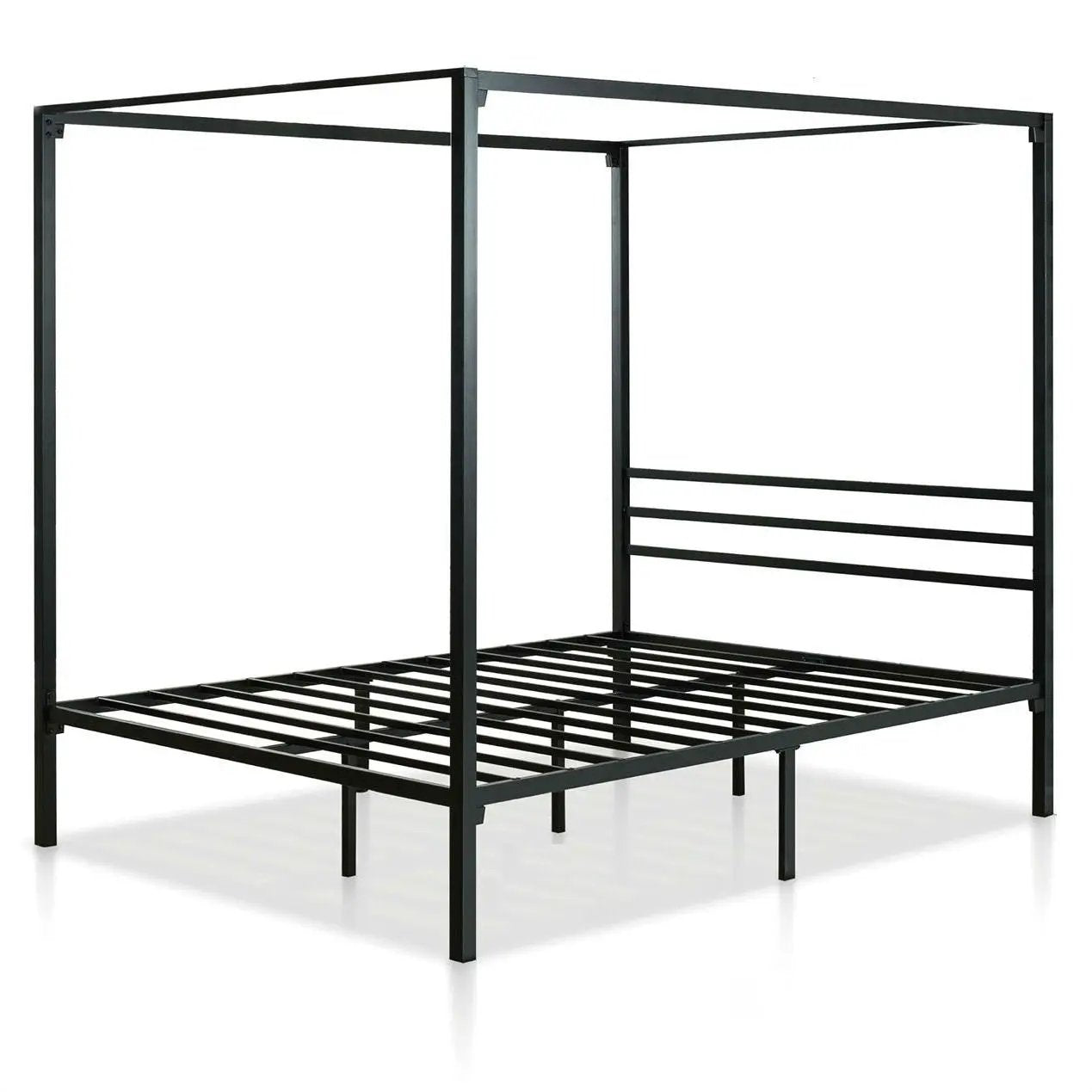 Full size Modern Black Metal Canopy Bed Frame by HomePacific