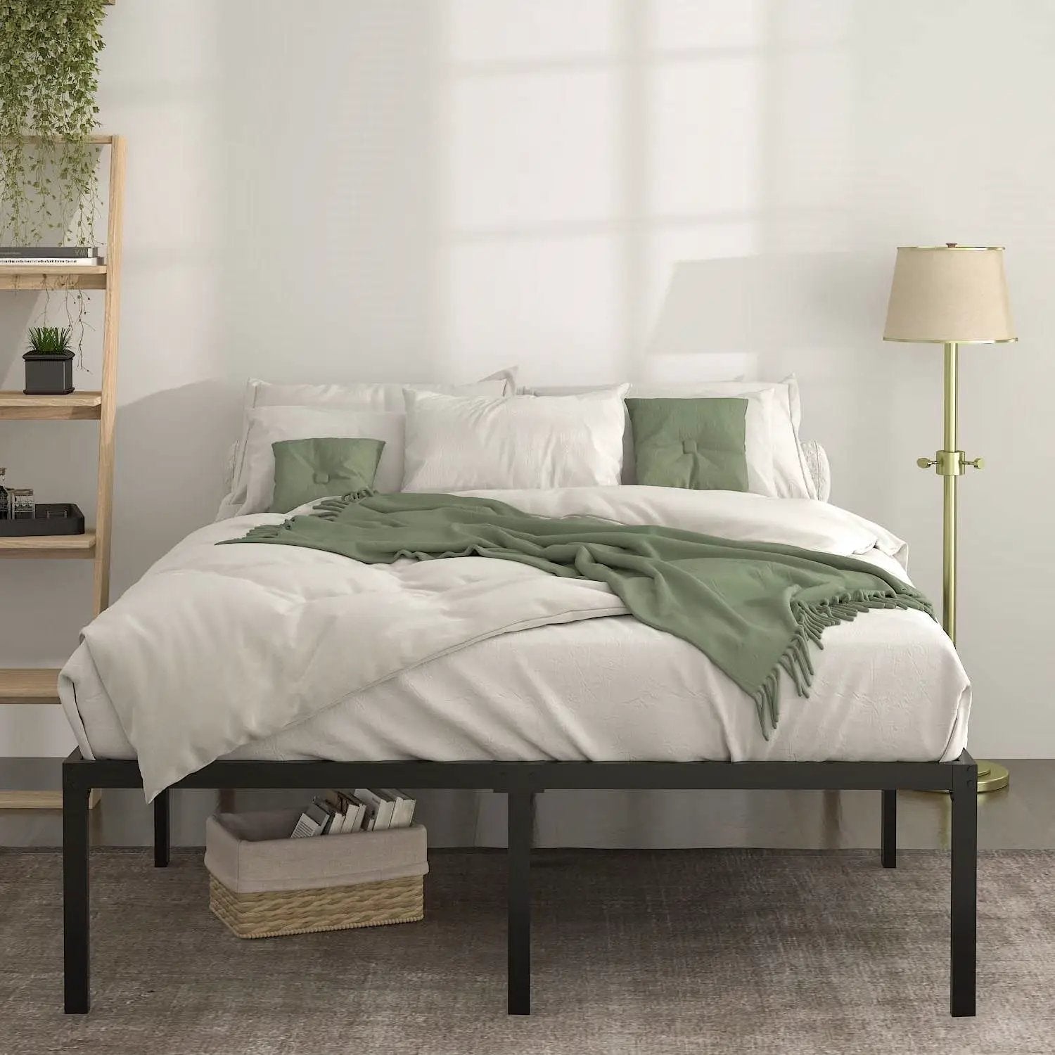 Full 18-inch Metal Platform Bed Frame with Under-Bed Storage Space by HomePacific