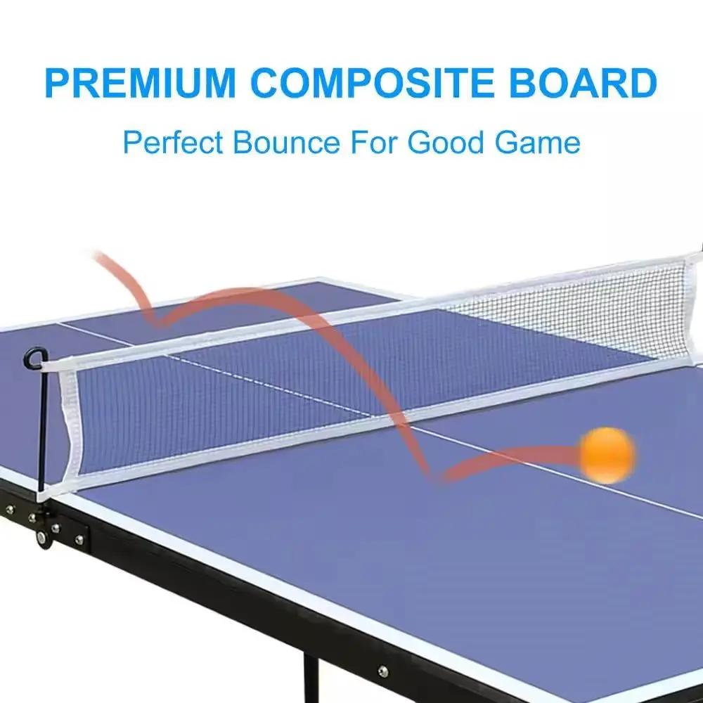 Folding 54-inch Blue Ping Pong Table Tennis Table Set with Net 2 and Paddles