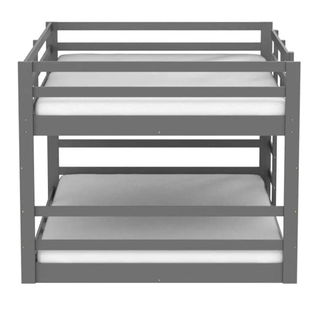 Full over Full Modern Low Profile Bunk Bed in Grey Wood Finish by HomePacific