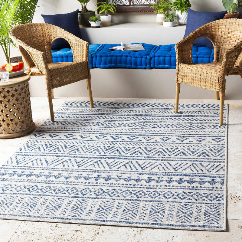 Novato Navy All Over Pattern Performance Outdoor Rug by Boutique Rugs