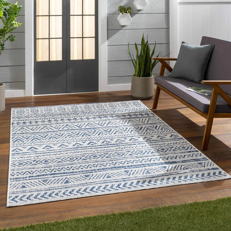Novato Navy All Over Pattern Performance Outdoor Rug by Boutique Rugs
