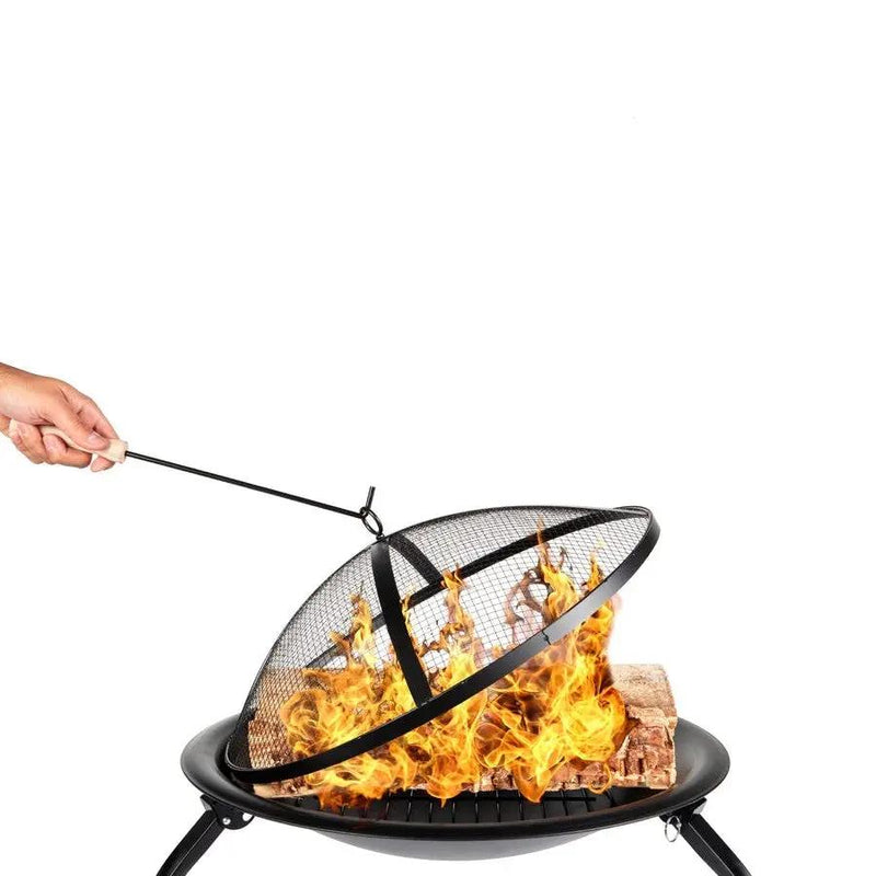 3 Piece Steel Fire Pit Bowl Set w/ Mesh Cover and Poker by HomePacific
