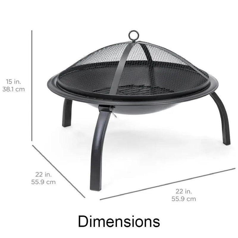 3 Piece Steel Fire Pit Bowl Set w/ Mesh Cover and Poker by HomePacific