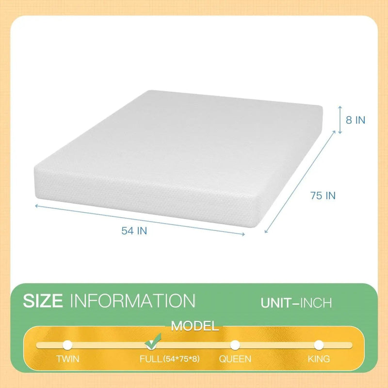 Full size 8-inch Thick Medium Firm Cool Gel Memory Foam Mattress by HomePacific