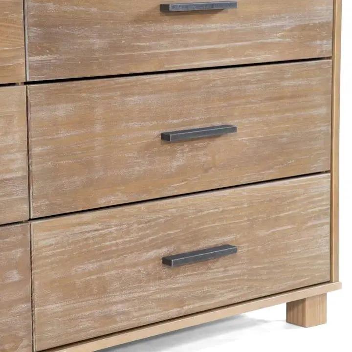 Modern Farmhouse Solid Wood 6 Drawer Double Dresser in Rustic Pine Finish by HomePacific