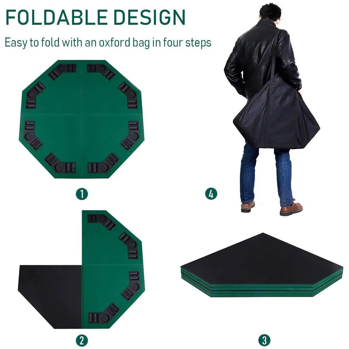 Folding 48-inch Octagon 8 Player Poker Table Top with Carry Case by HomePacific