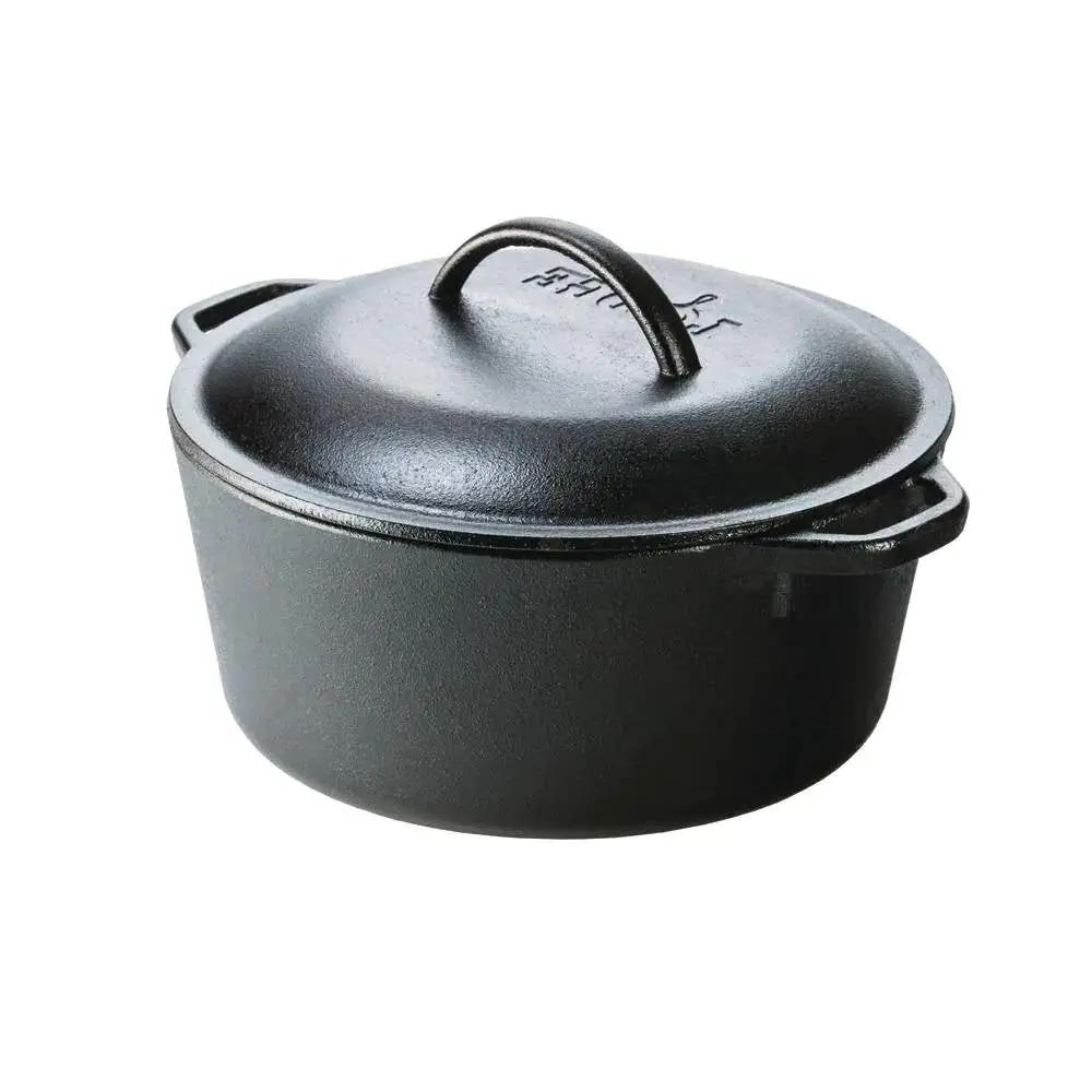 5-Quart Black Cast Iron Dutch Oven with Lid for Oven Stove Grill or Campfire by HomePacific