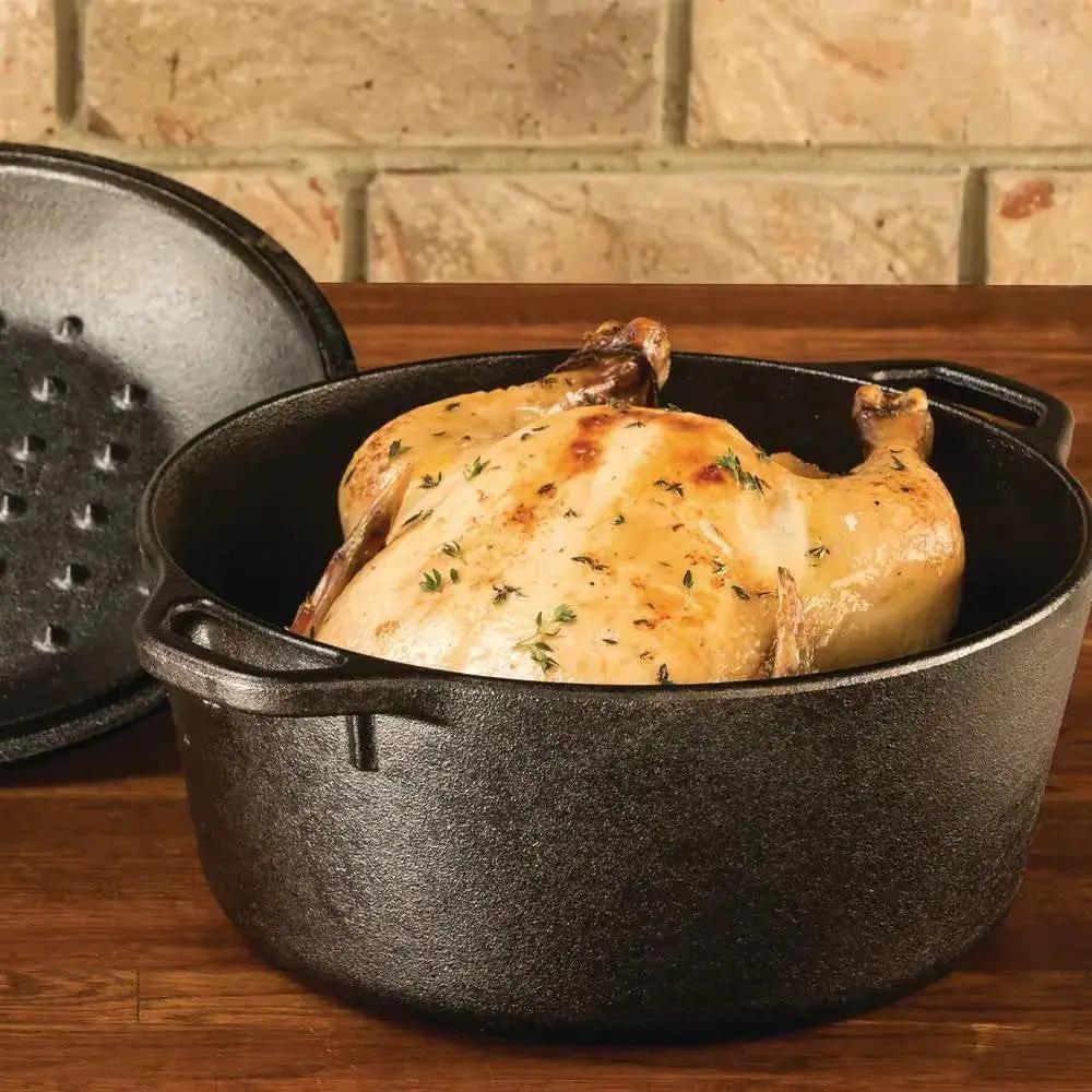 5-Quart Black Cast Iron Dutch Oven with Lid for Oven Stove Grill or Campfire by HomePacific