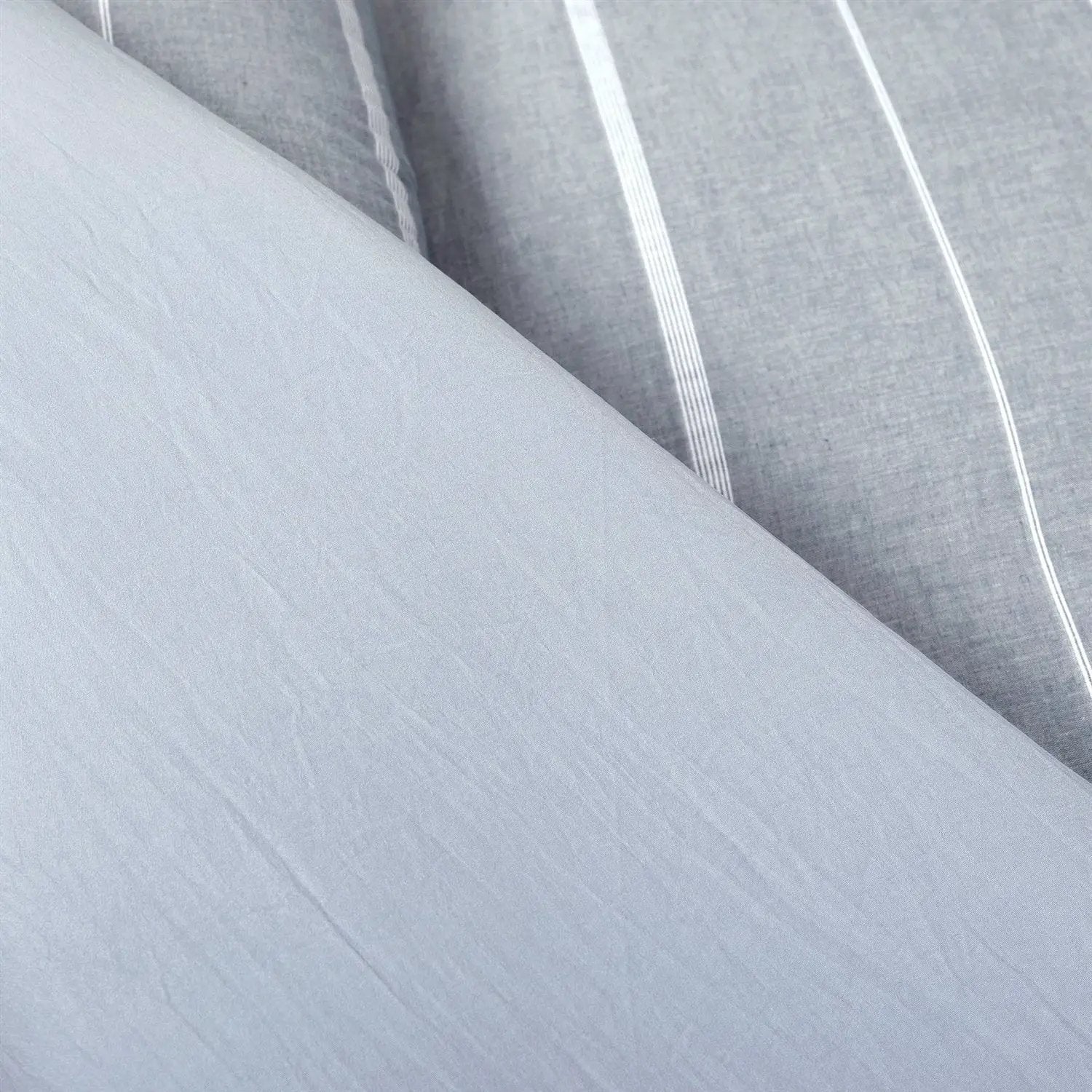 Full/Queen Blue Grey Off-White Stripe 3-Piece Lightweight Comforter Set by HomePacific