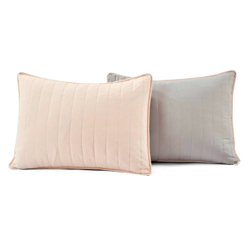 Full/Queen Soft Reversible Lightweight Quilt Set in Rose Blush Pink and Grey by HomePacific