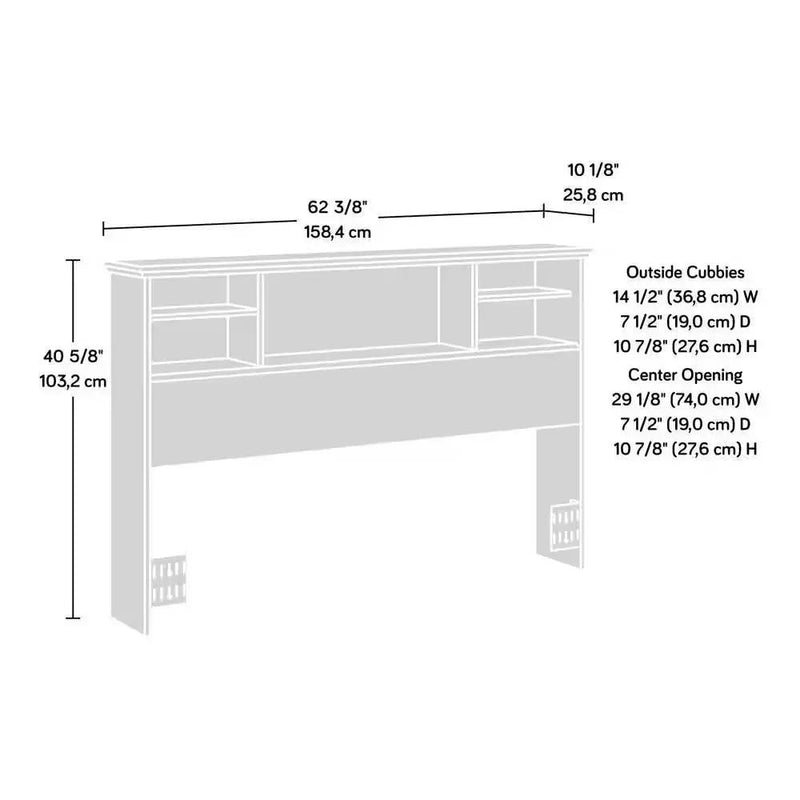Full / Queen size Farmhouse Bookcase Headboard in Grey White Wood Finish by HomePacific