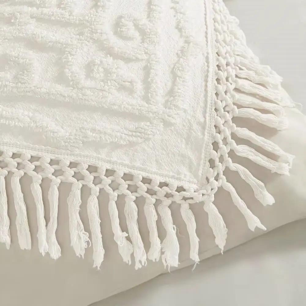 Full/Queen 100-Percent Cotton Chenille Bedspread with Fringe Hem in Off-White by HomePacific