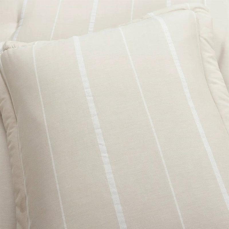 Full/Queen Beige Off-White Stripe Lightweight 3-Piece Comforter Set by HomePacific