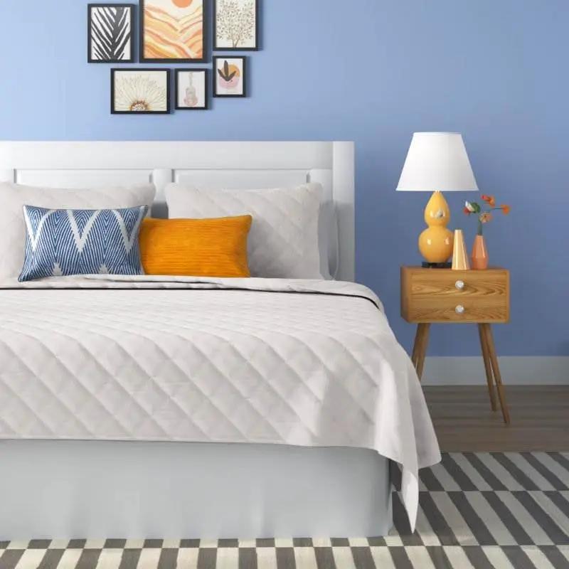 Full/Queen 3-Piece White Polyester Microfiber Diamond Quilted Quilt Set by HomePacific