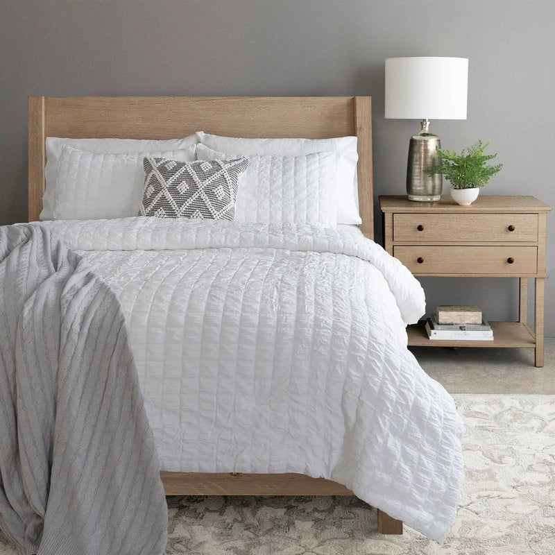 Full/Queen Crinkled Texture Microfiber 3 Piece Comforter Set White by HomePacific