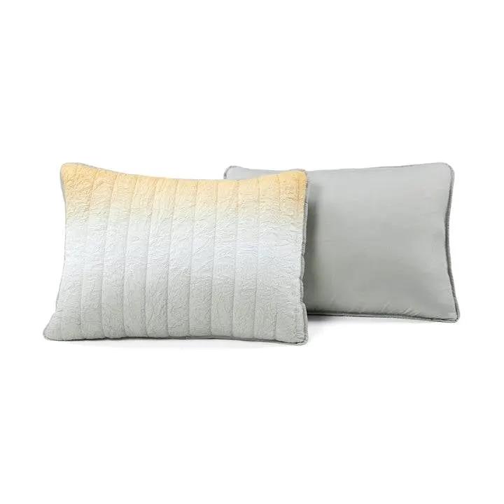Full/Queen Yellow Orange Grey Lightweight Crinkle Fabric 3 Piece Quilt Set by HomePacific