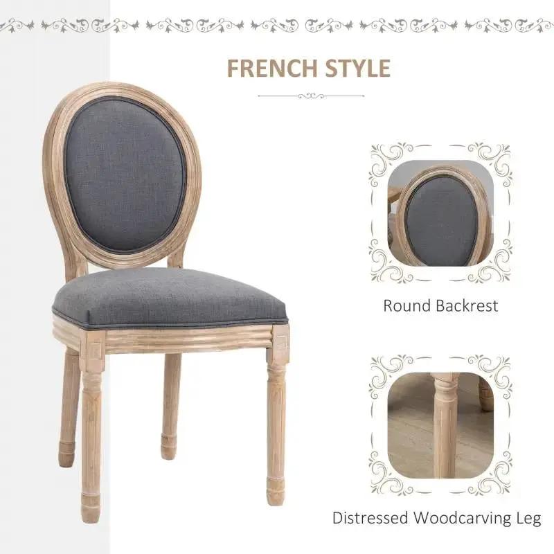 Set of 2 Vintage Upholstered Armless Curved Back Dining Chairs Grey Wash by HomePacific
