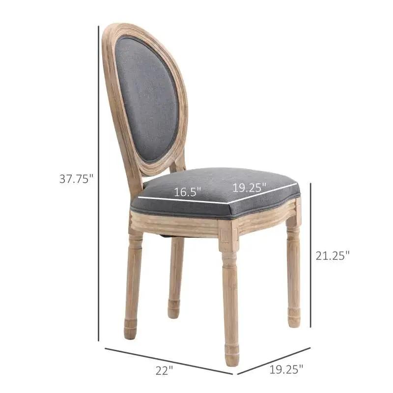 Set of 2 Vintage Upholstered Armless Curved Back Dining Chairs Grey Wash by HomePacific