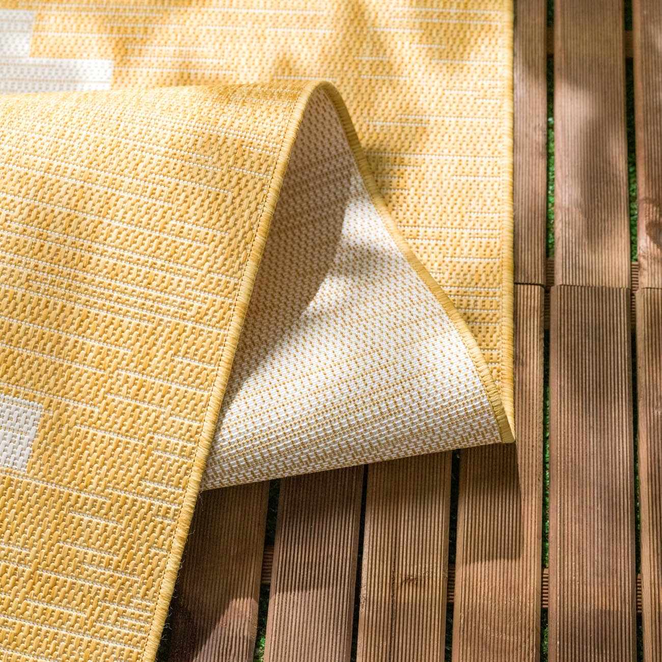 Djugun Yellow Outdoor Rug - Clearance by Boutique Rugs