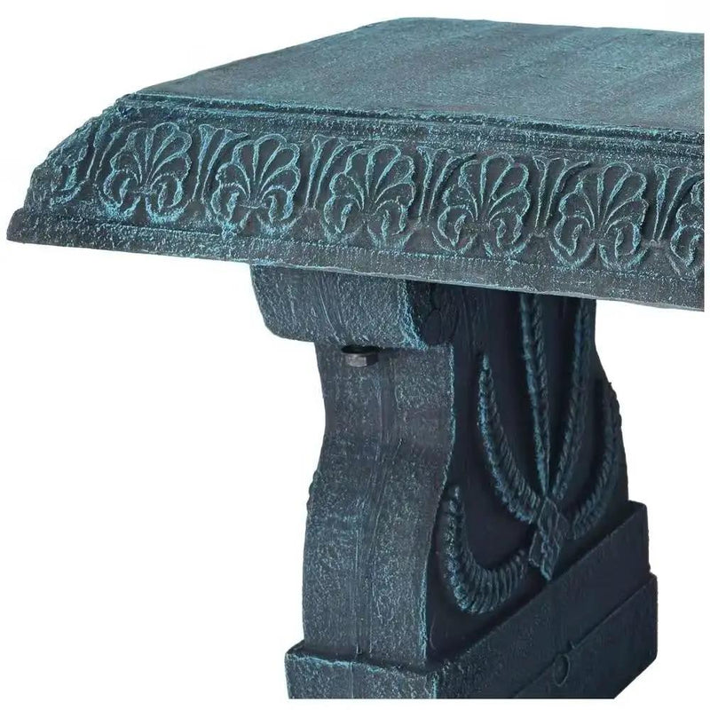 Black Fiber-Clay Resin Outdoor Garden Bench in Stone Finish by HomePacific